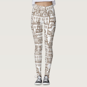 Legging Casas De Vintagem: Padrão Arquitetônico Sem Olhos.