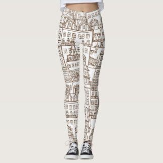 Legging Casas De Vintagem: Padrão Arquitetônico Sem Olhos.