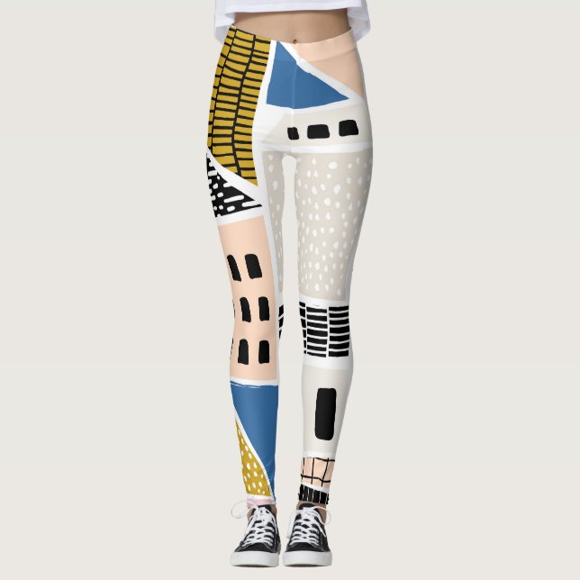 Legging Casas Desenhadas Mão Abstrato (Frente)