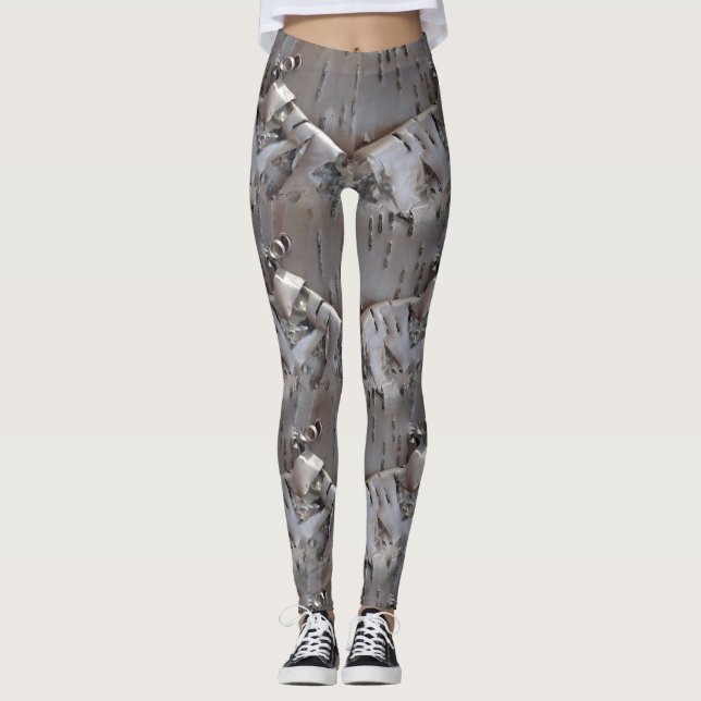 Legging Casca de Árvore de Bétula Encaracolada Rústica (Frente)