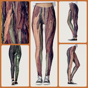 Legging Casca de Árvore Marrom Desfiada Fotográfica Nature
