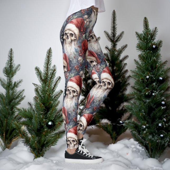 Legging Cascas de Natal Góticas em Santa Hats (Criador carregado)