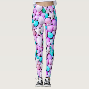 Legging Cascas de pastel de praia espinheiro azul