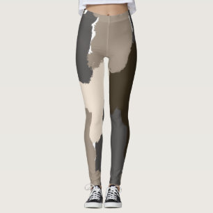Legging Castanho, Cinza, tarpe e pintura digital marfim