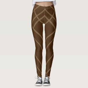 Legging Castanho com pernas de listras douradas
