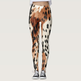 Legging Castanho-Creme-Animal Cowhide