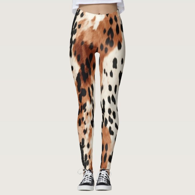 Legging Castanho-Creme-Animal Cowhide (Frente)