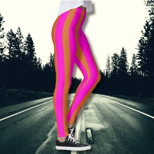 Legging Castanho de Chocolate e Neon Fuchsia Legal