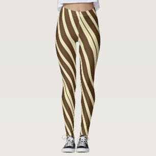 Legging Castanho e Creme Diagonal em Strike