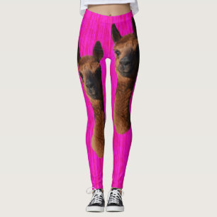 Legging Castanho Jovem Alpacas Em Rosa Quente,