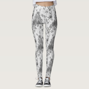 Legging Castelo de Fairytale em Escala de Cinza com Fronte