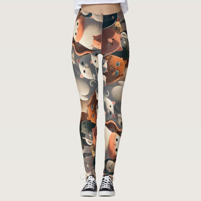 Legging Cat City Cartoon Crowd (Frente)