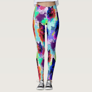 Legging Cat Trippy Psychedelic Pop Art