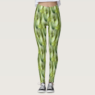 Legging Cattail Fluff Nature Abstrato Patterno