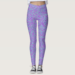 Legging Cauda de Sereia Tendência Escamas de Peixe Roxo