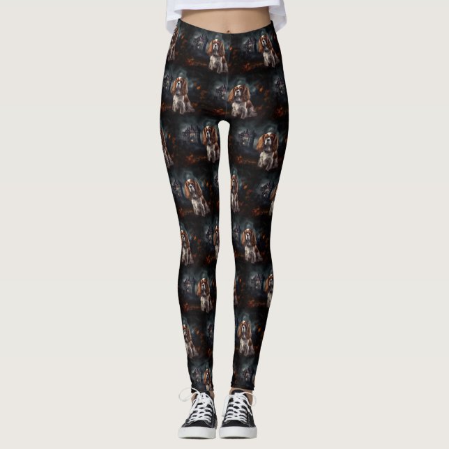 Legging Cavalier King Charles Spaniel Halloween Assustador (Frente)
