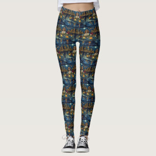 Legging Cavalier King Charles Viagem Festiva de Natal