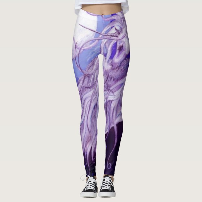 Legging Cavalo azul roxo lunar de Pegasus das luas dos (Frente)