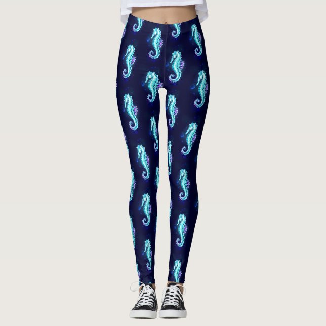 Legging Cavalo de Gelo Cristal em Fundo Azul (Frente)