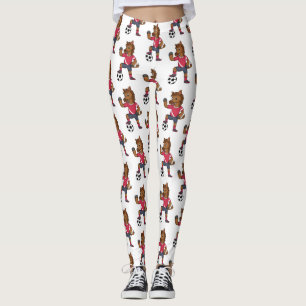 Legging Cavalo engraçado bonito jogando cartoon de futebol