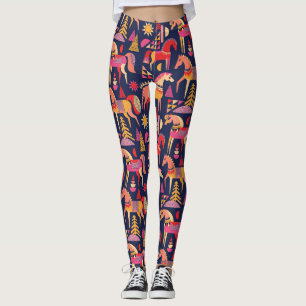 Legging Cavalos escandinavos: Design decorativa sem costur