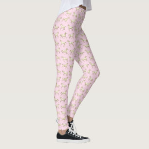 Legging Cavalos Galopantes Divertidos Feminino Bege Rosa