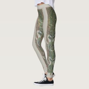 Legging Cavalos-marinhos e algas marinhas, Vintage Art Nou