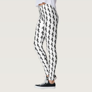 Legging Cavalos Pretos Selvagens, Retos - Desenho Preto e