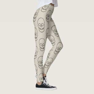 Legging Caveira - Branco Osso e Preto Morto