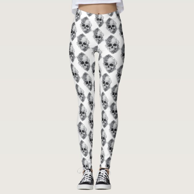 Legging Caveira e Rosa Sketch (Frente)