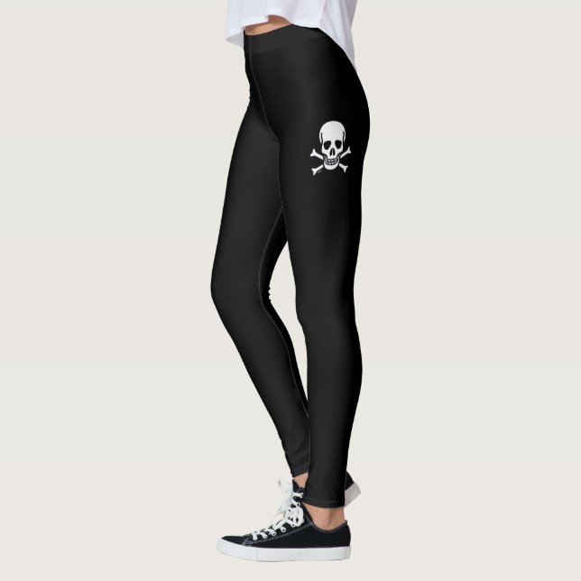 Legging Caveira n Ossos Pernas pretas (Esquerda)