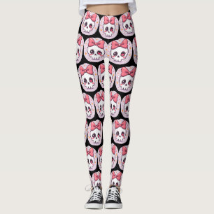 Legging Caveira Pastel Goth com Laço Fofo
