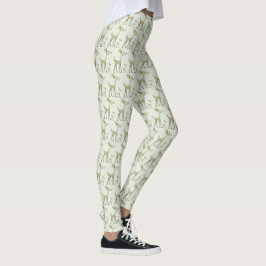 Legging Celebração de Natal Cervos Verdes Feriados Fofo