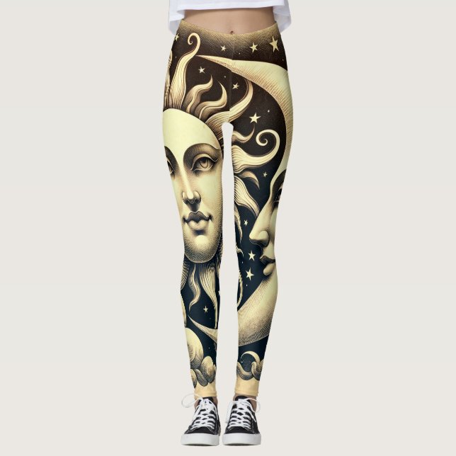 Legging Celestiais Vintage Sol & Lua (Frente)