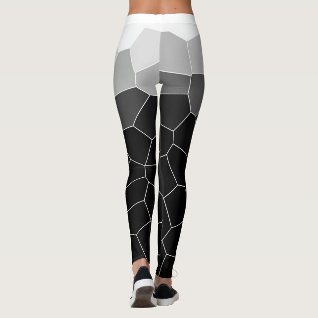 Legging Células brancas de Cinzas Abstrato de Minimalismo (Verso)