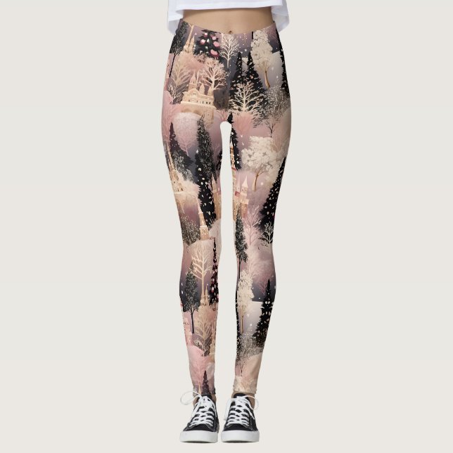 Legging Cena Caprichosa de Inverno Rosa (2) (Frente)