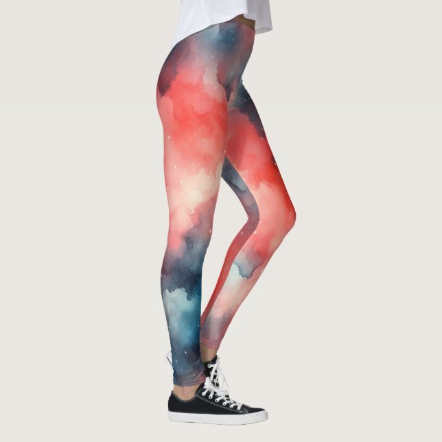 Legging Cena Cósmica de abstrato Watercolor (Direita)