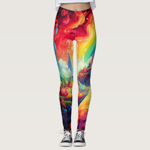 Legging Cena de Arco-Íris Vibrante em um Par de Moderno Pe