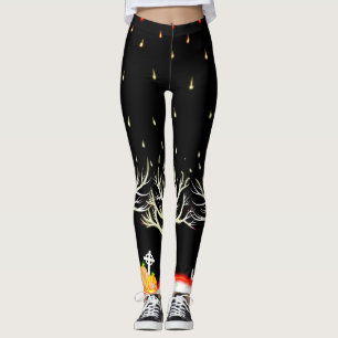 Legging Cena de fantasia da noite negra do Halloween