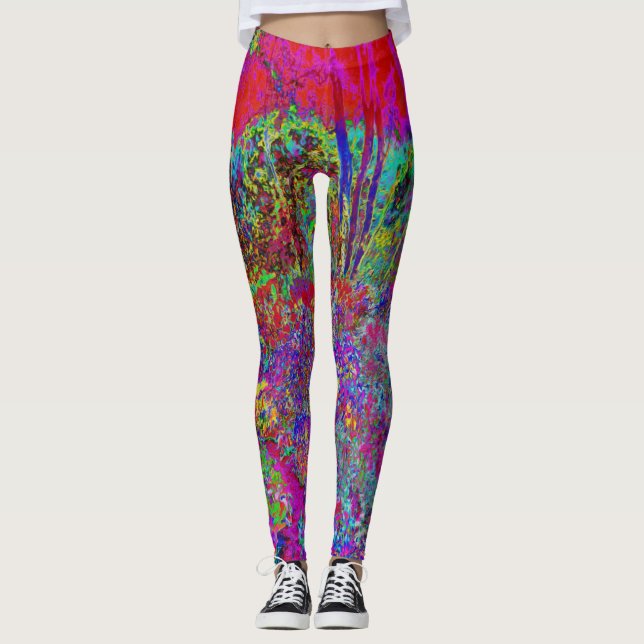 Legging Cena de Jardim Impressionista Psicodélico (Frente)