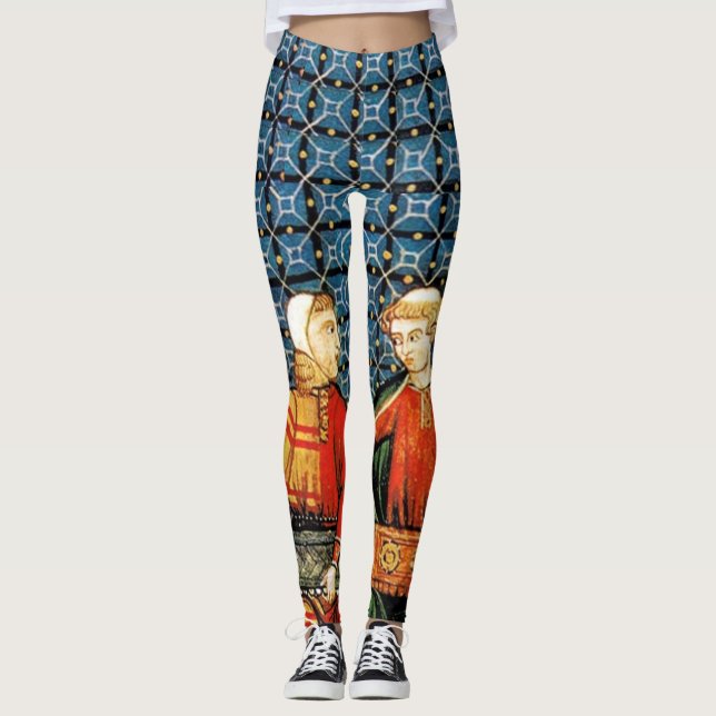 Legging Cena medieval dos jogadores de Hurdy Gurdy - Leggi (Frente)