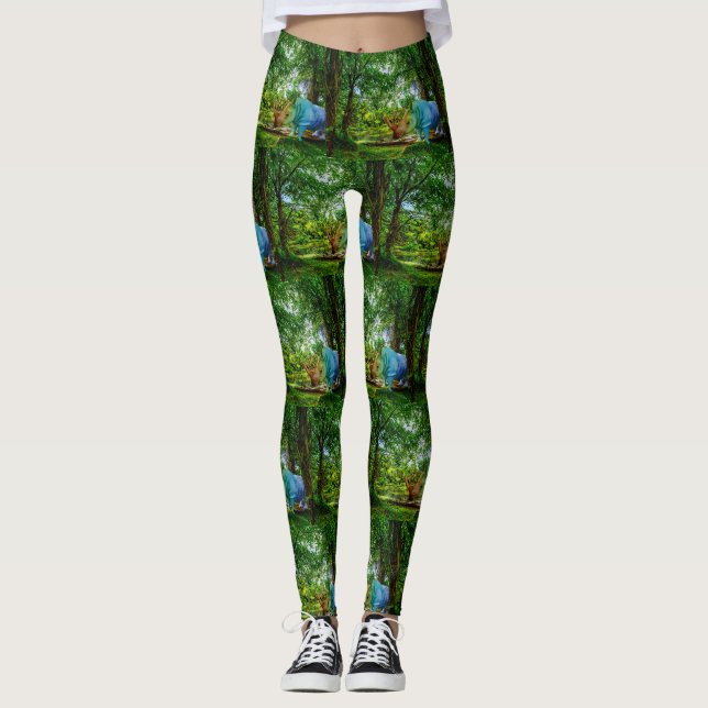 Legging Cenário tropical exuberante do rinoceronte Slipper (Frente)