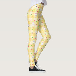 Legging Cenouras de Xadrez amarelas do Coelho | Feriado de
