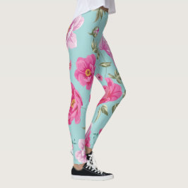 Legging Cerceta cor-de-rosa do vintage floral