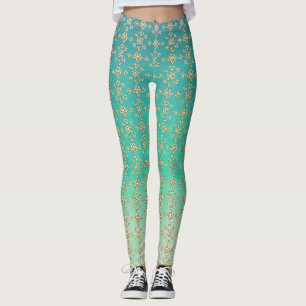 Legging Cerceta Ombre & máscaras do azulejo cinzento,