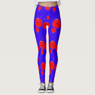 Legging Cereja Fresca E Padrão Azul