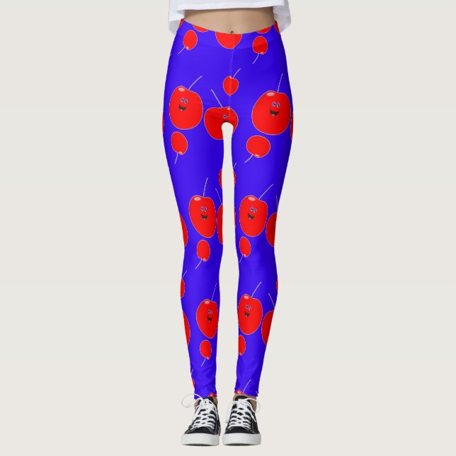 Legging Cereja Fresca E Padrão Azul (Frente)