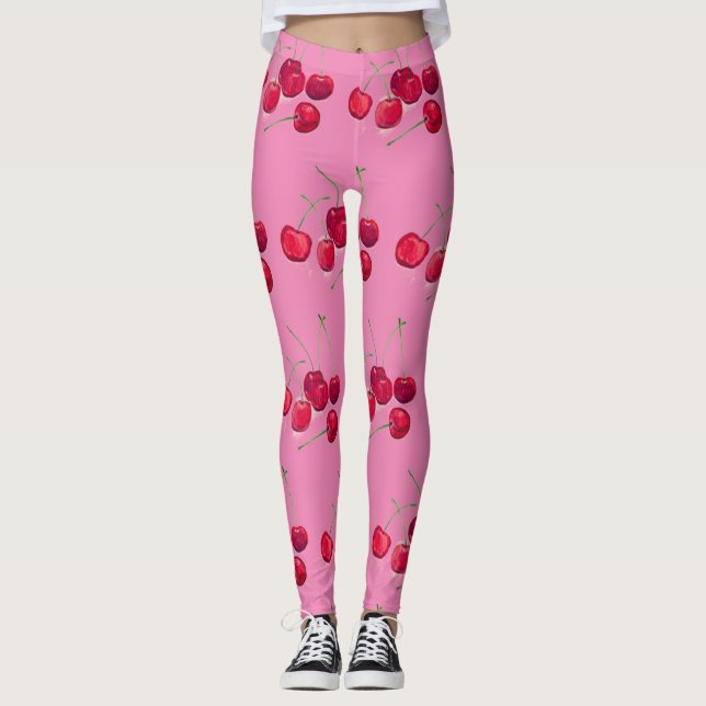 Legging Cerejas fruta doce e doce retrato (Frente)