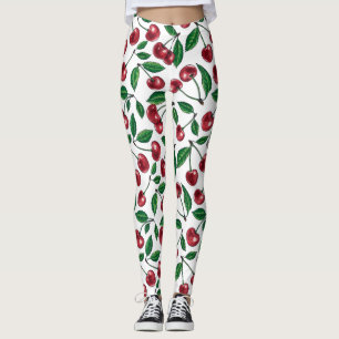 Legging Cerejas vermelhas em branco