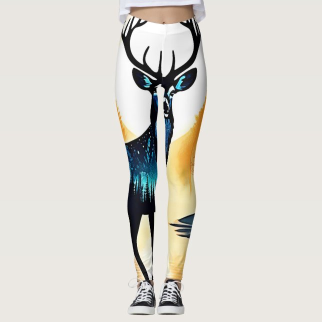 Legging Cervo da Floresta Mística (Frente)
